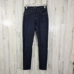 Y&F stretch dark wash blue denim skinny jeans juniors size 3/4